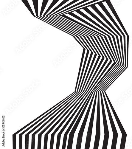 black and white mobious wave stripe optical abstract design
