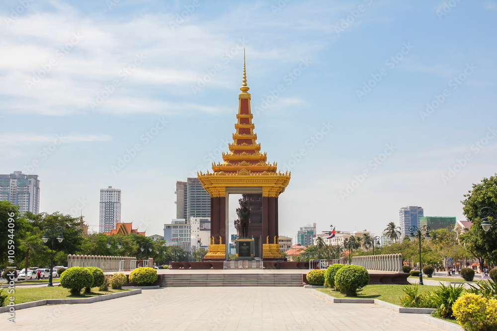 The monument of King Norodom Sihanoukin is located on central of Phnom Penh, Cambodia.