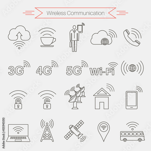 Set of icons of wireless communications