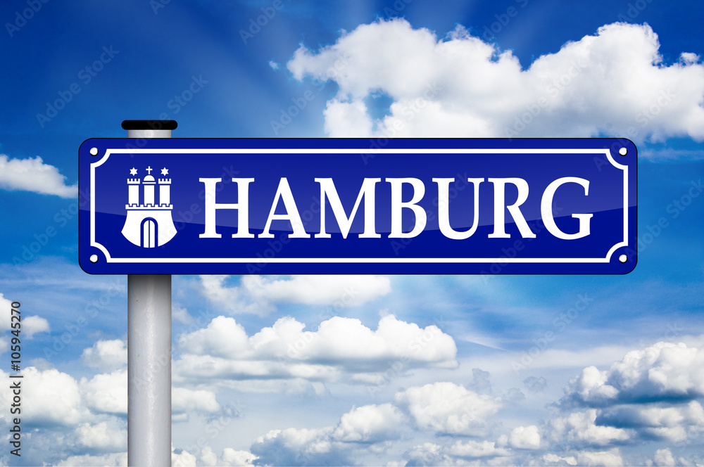 Obraz premium Wegweiser Antik mit Hamburg Stadtwappen