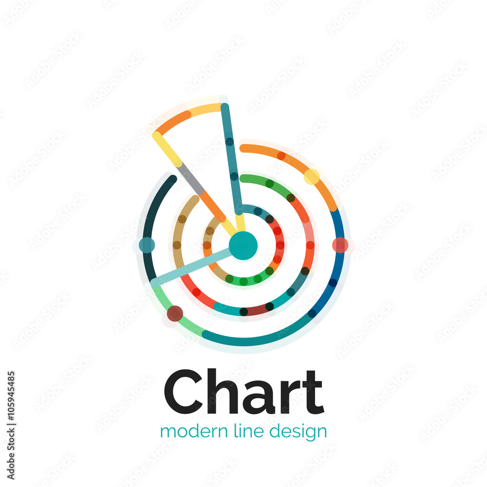 Thin line chart logo design. Graph icon modern colorful flat style Thin line chart logo design. Graph icon modern colorful flat style