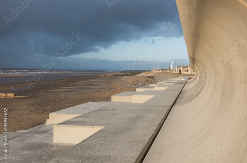 Cleveleys, North West England, 07/03/2014, Blackpool and cleveleys seafront flood defence wall system photo