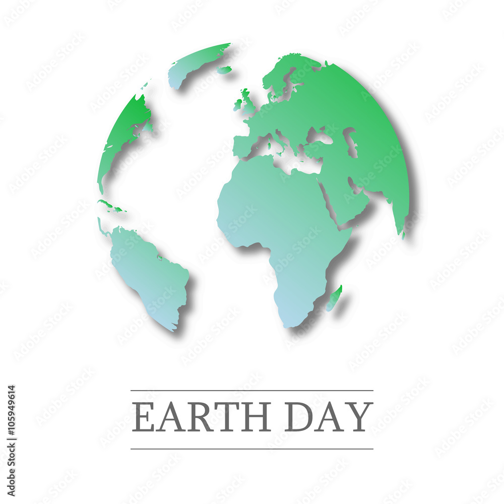 earth day. world globe map. green leaves. eco friendly. Ecology concept ...