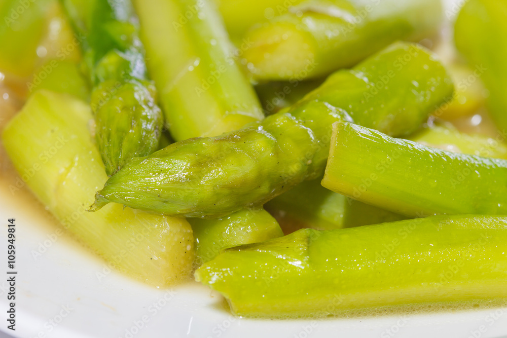 stir-fried asparagus in plate