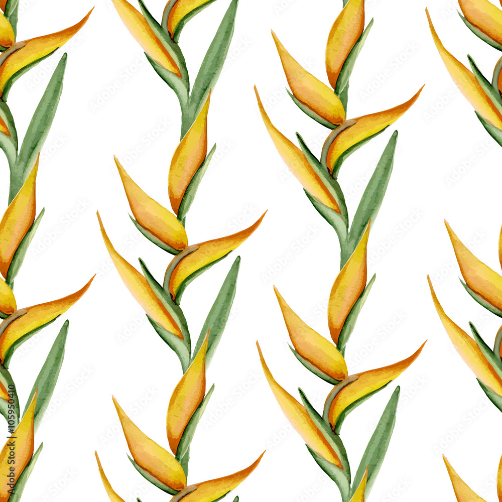 Seamless pattern with tropical flowers. Watercolor hand drawn. Vector illustration Seamless pattern with tropical flowers. Watercolor hand drawn. Vector illustration
