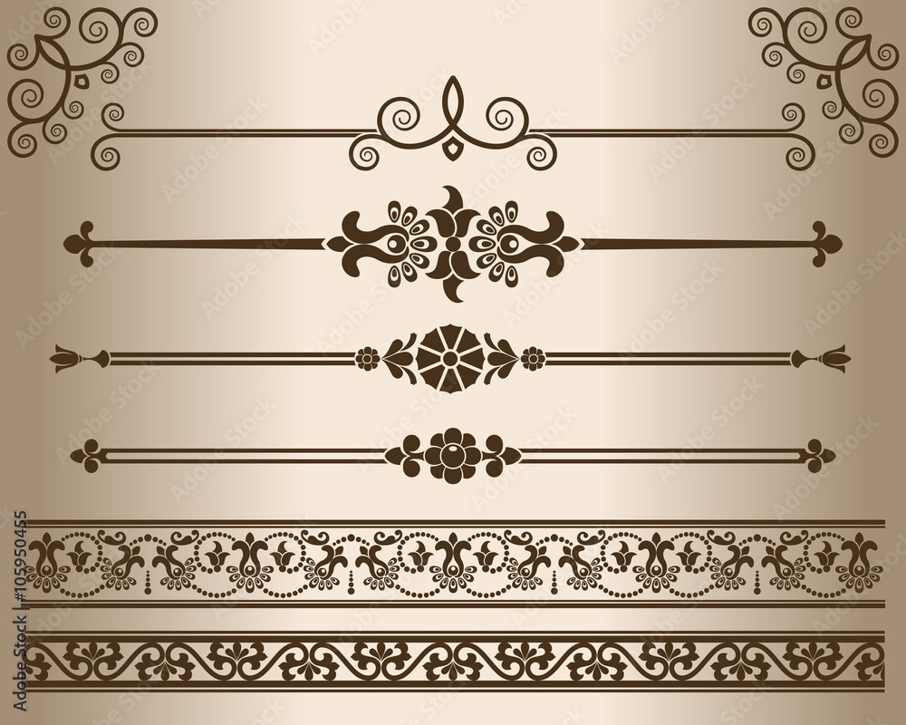Fototapeta premium Decorative elements - openwork. Vector illustration. 