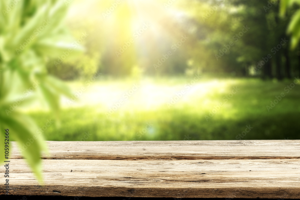 wooden desk and garden space wooden desk and garden space