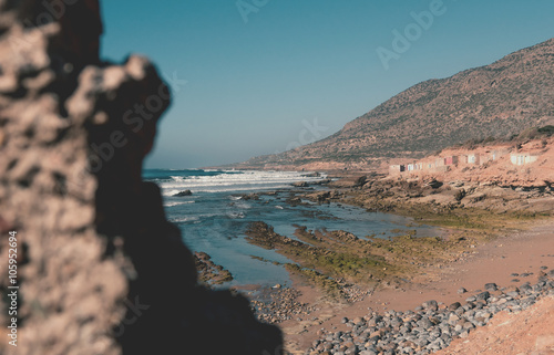 Fishing village Tiguert in Morocco with ocean