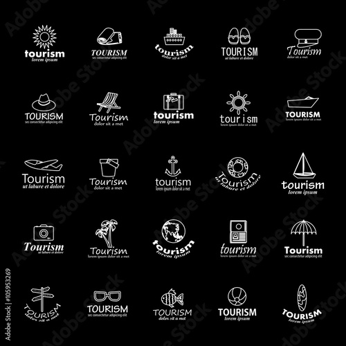 Summer Icons Set-Isolated On Black Background.Vector Illustration,Graphic Design.Vacation Sign And Icons.For Web,Websites,Print,Presentation Templates, Mobile Applications And Promotional Materials
