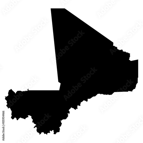 Mali black map on white background vector