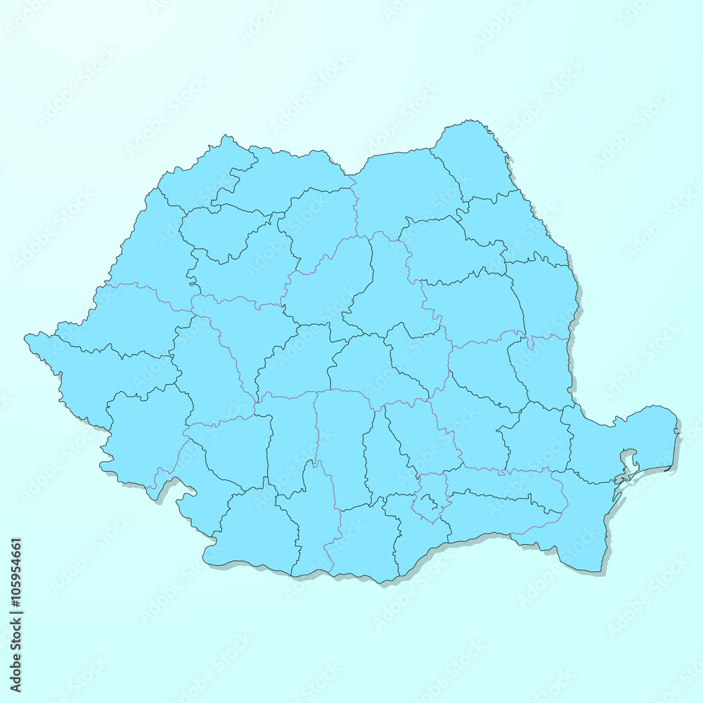 Obraz premium Romania blue map on degraded background vector