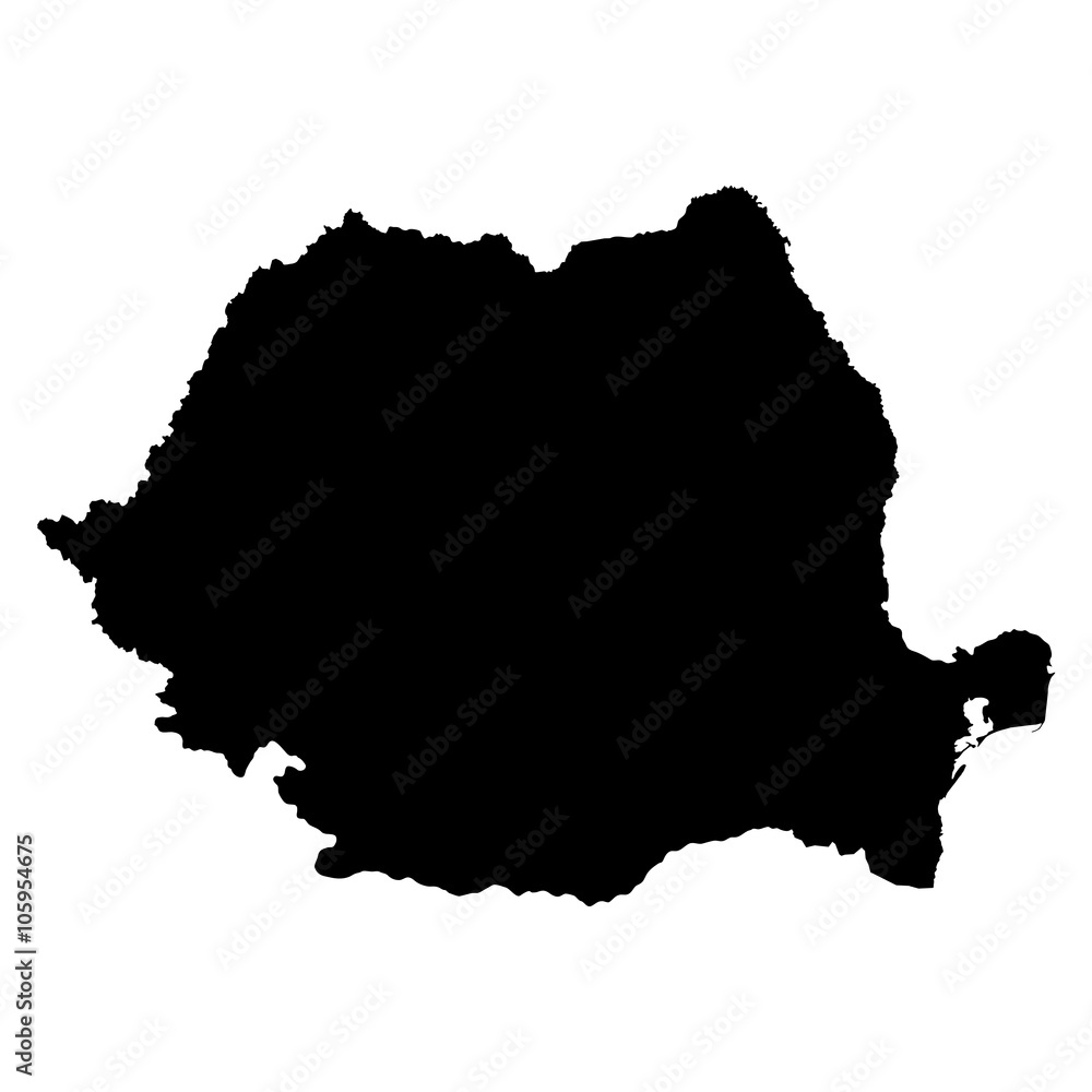 Romania black map on white background vector