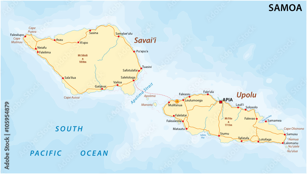 Fototapeta premium road map of Samoa