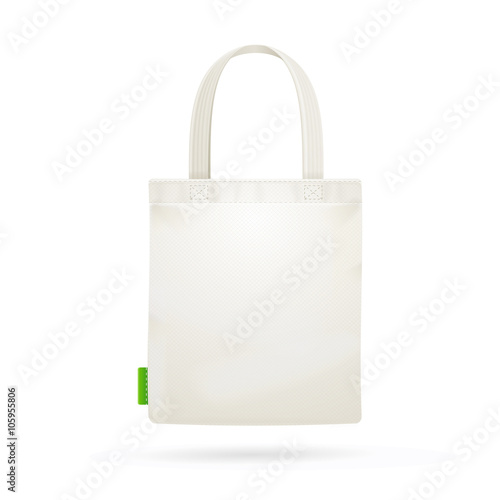 White Fabric Cloth Bag Tote. Vector