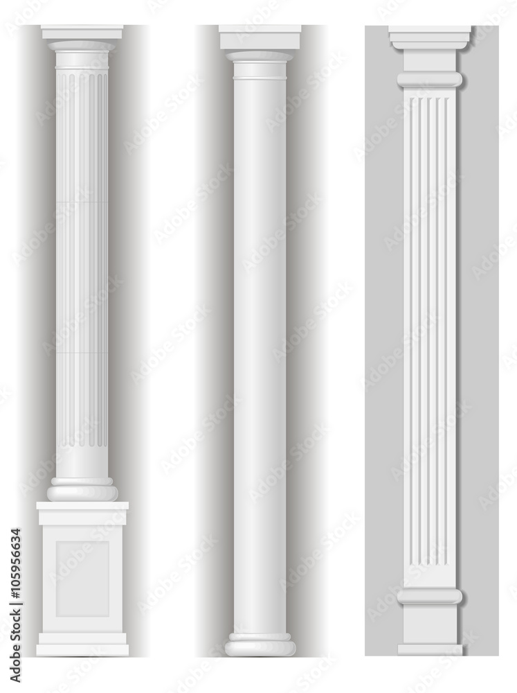 Obraz premium Classic antique white columns in vector graphics
