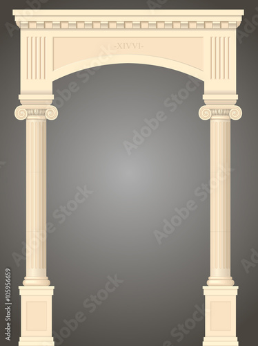 Classic antique portal with columns in vector graphics
