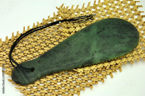 jade carving of traditional Maori mere or war axe