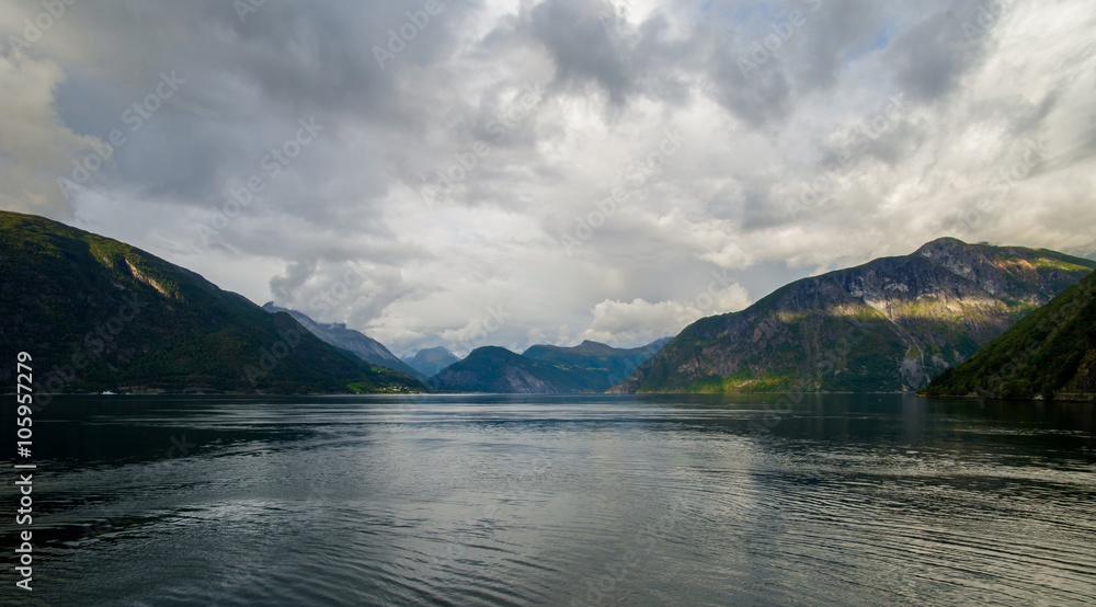 Beautiful summer view of Norwegian fjord