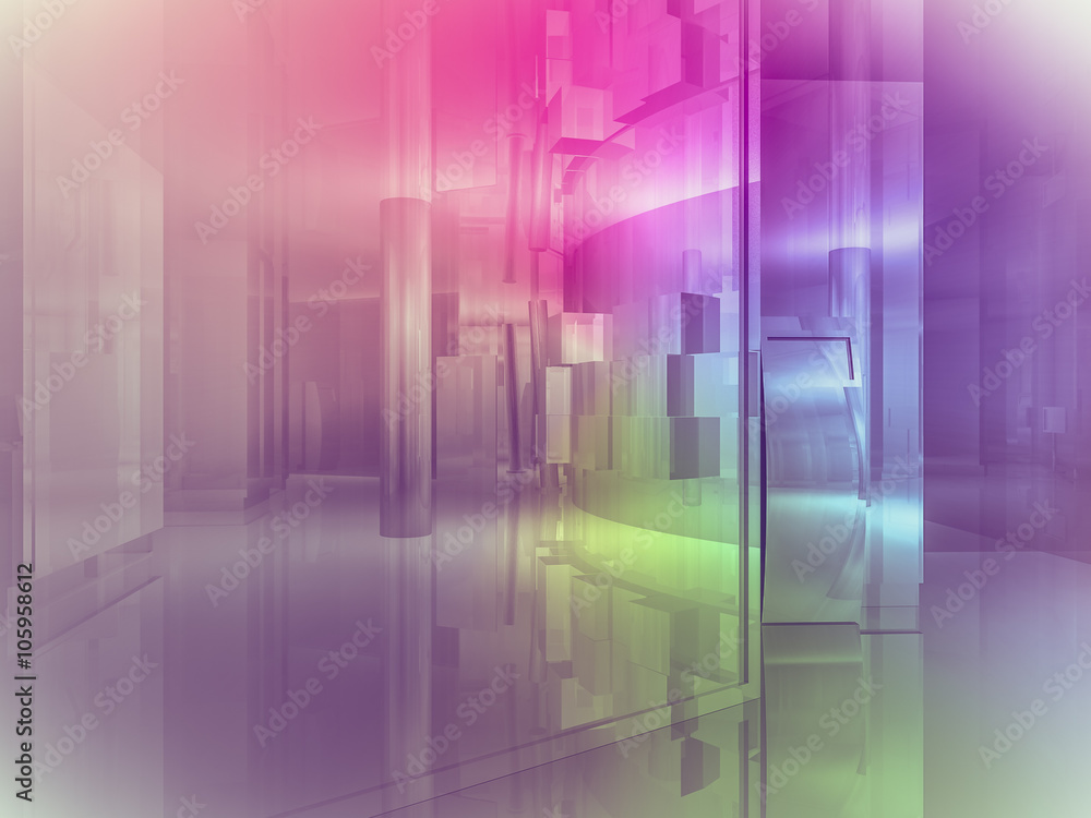 futuristic open space, clean room with shapes in 3d, business sp futuristic open space, clean room with shapes in 3d, business sp