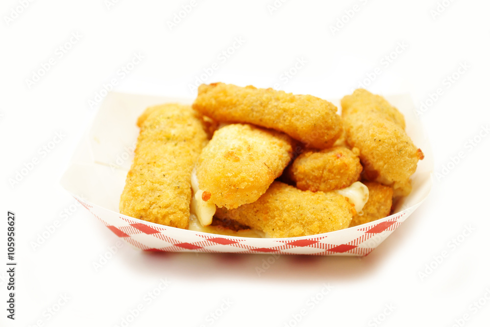 Mozzarella Cheese Sticks in a Fast Food Container Mozzarella Cheese Sticks in a Fast Food Container