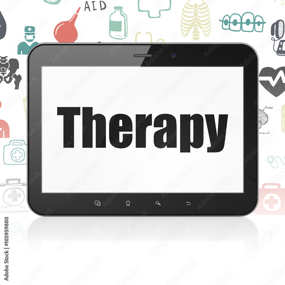 Medicine concept: Tablet Computer with Therapy on display Medicine concept: Tablet Computer with Therapy on display