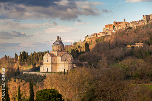 Landscape of the medieval city and cathedral in Montepulciano, Tuscany photo