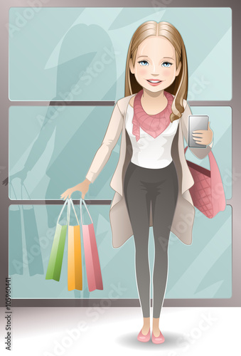 shopping / young beautiful lady at shopping