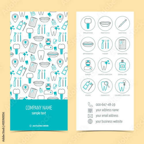 Flyer, brochure for dental clinic. Set of promotional products. Flat design. Vector