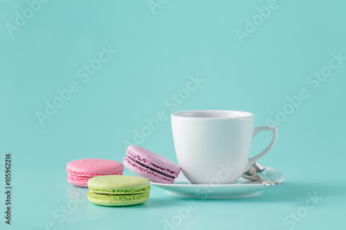 French macarons and coffee cup