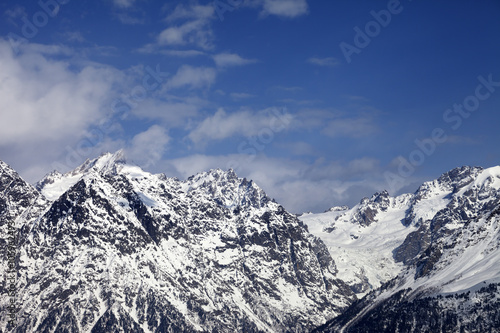 Snowy rocks  at sunny day