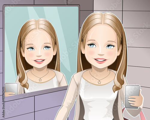 beauty / beautiful young lady with mirror 