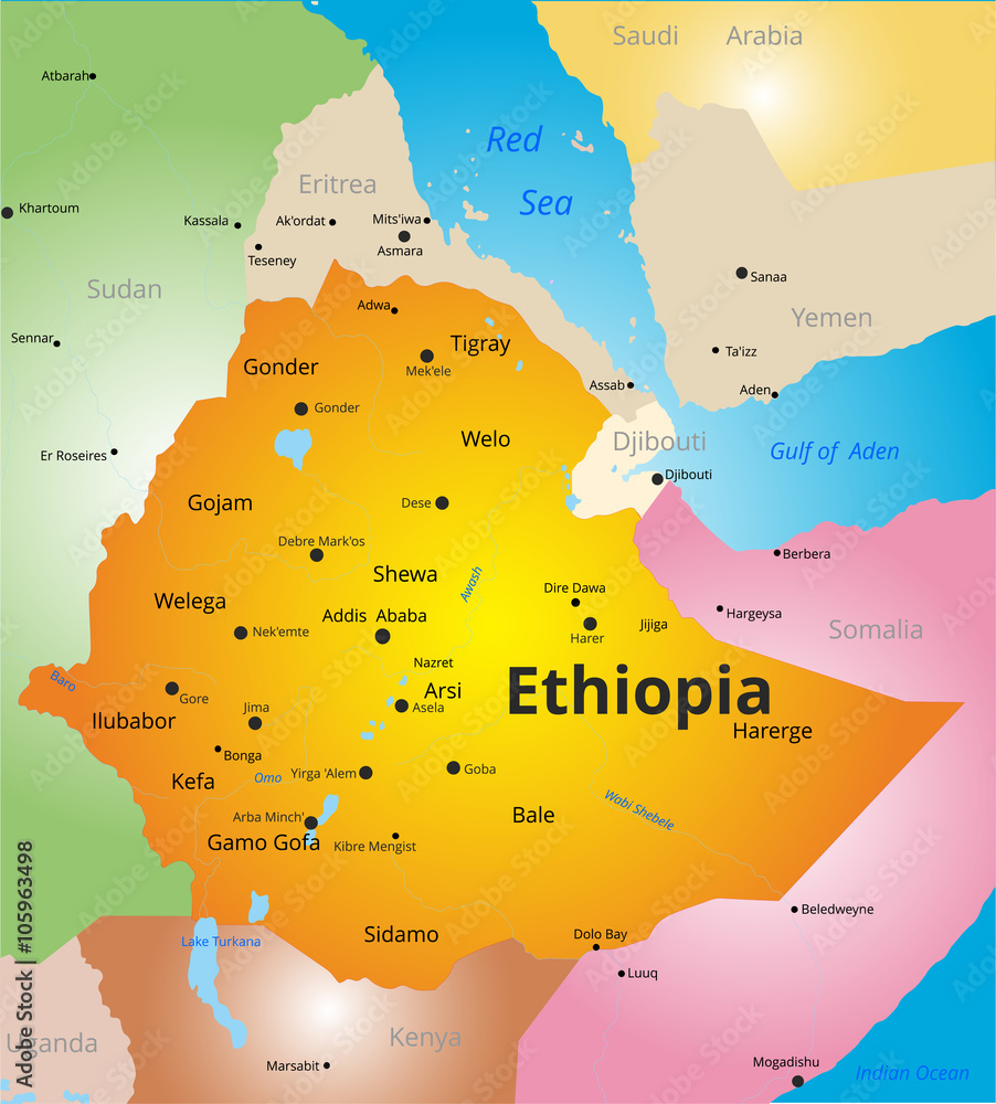 Obraz premium color map of Ethiopia