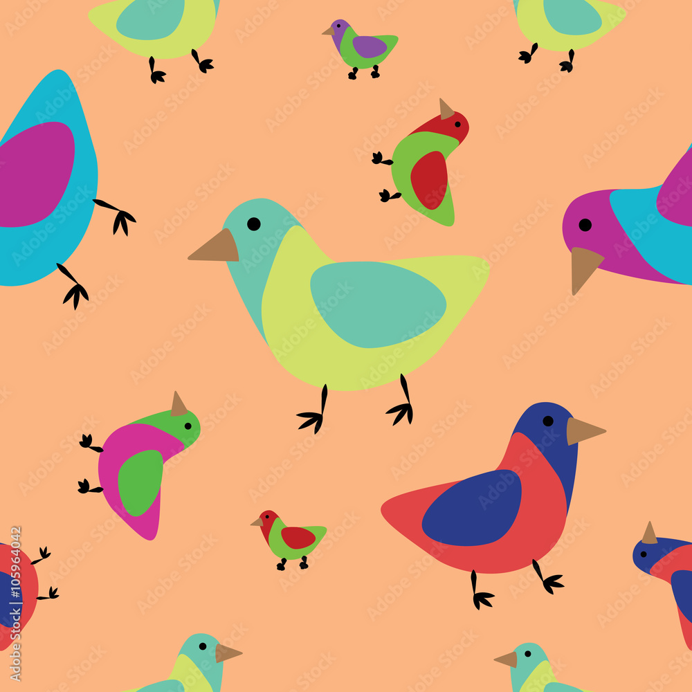 Seamless pattern with birds