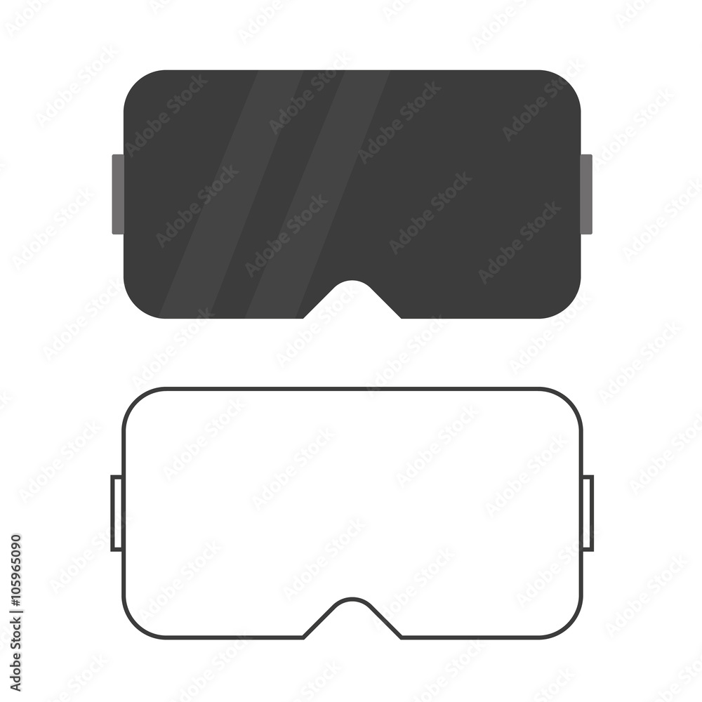 Flat design, outline virtual reality glasses icons isolated on white  background. Stock Vector | Adobe Stock
