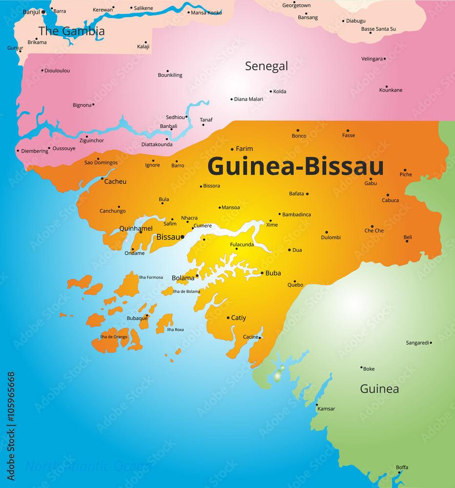 Obraz premium color map of Guinea-Bissau 