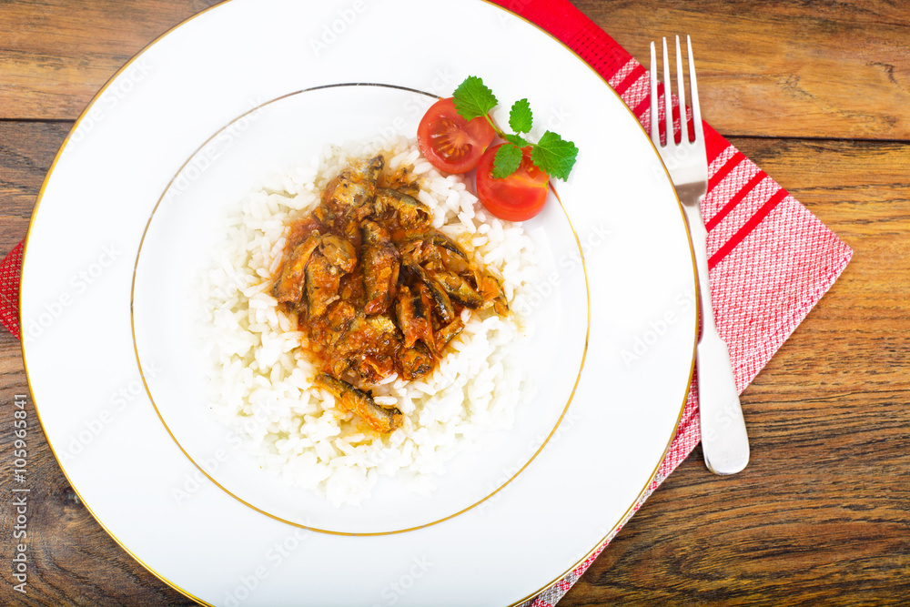 Rice with Canned Fish in Tomato Sauce