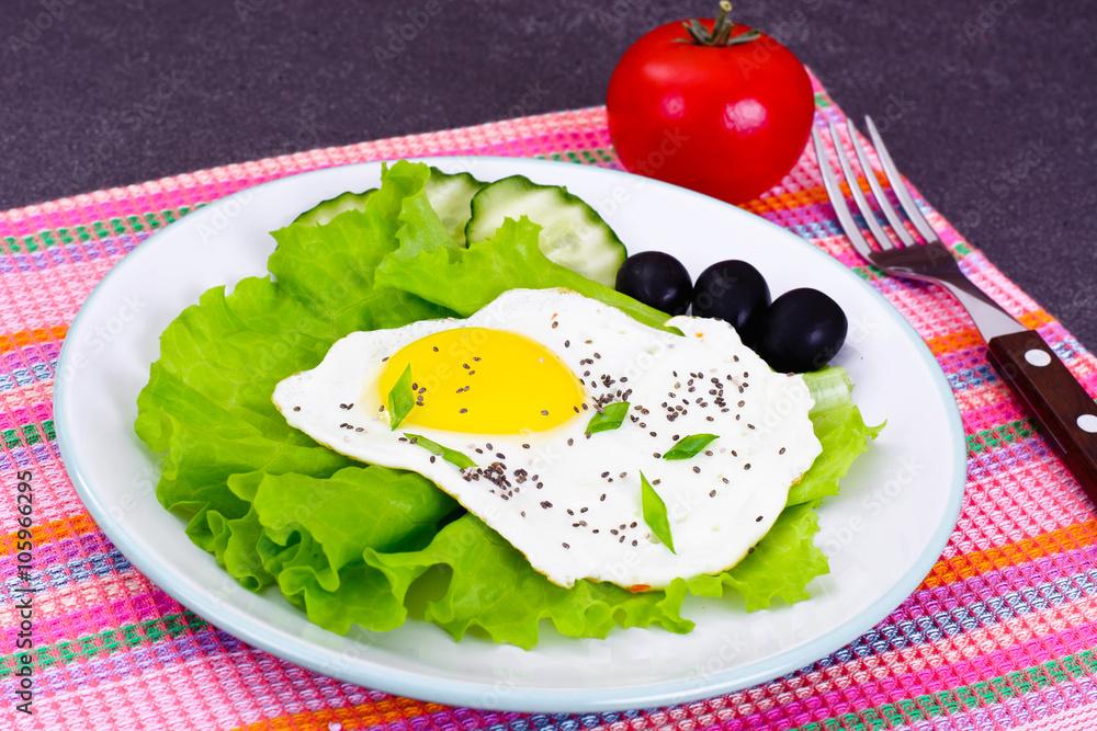 Scrambled Eggs with Chia Seeds, Lettuce and Cucumber Scrambled Eggs with Chia Seeds, Lettuce and Cucumber