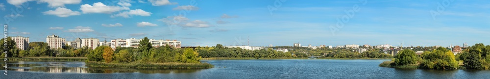Panorama of the city Ulyanovsk on banks of river Sviyaga