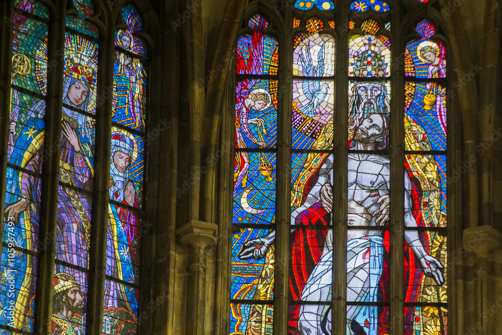 inside View of the St.Vitus Cathedral in Prague, Czech Republic.