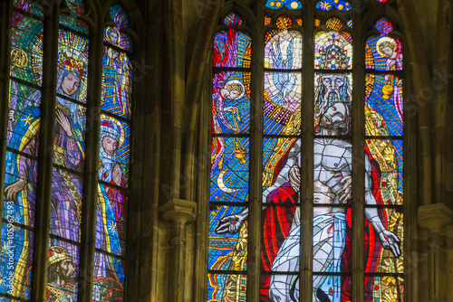 inside View of the St.Vitus Cathedral in Prague  Czech Republic.