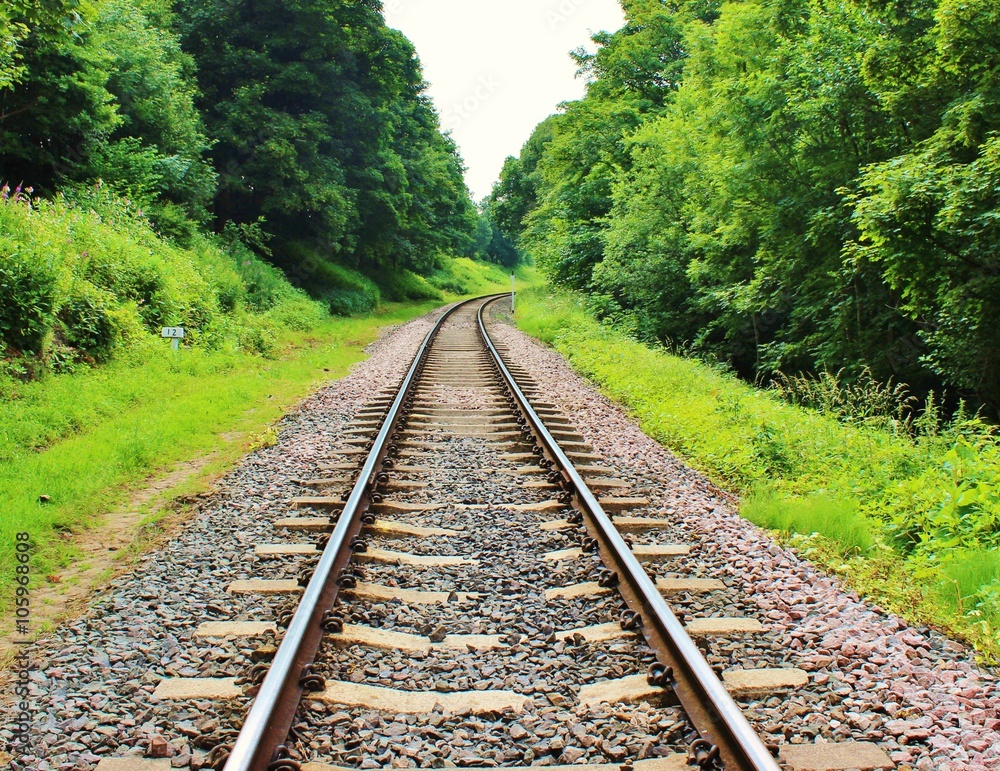 An image of a railway track in a rural setting. An image of a railway track in a rural setting.