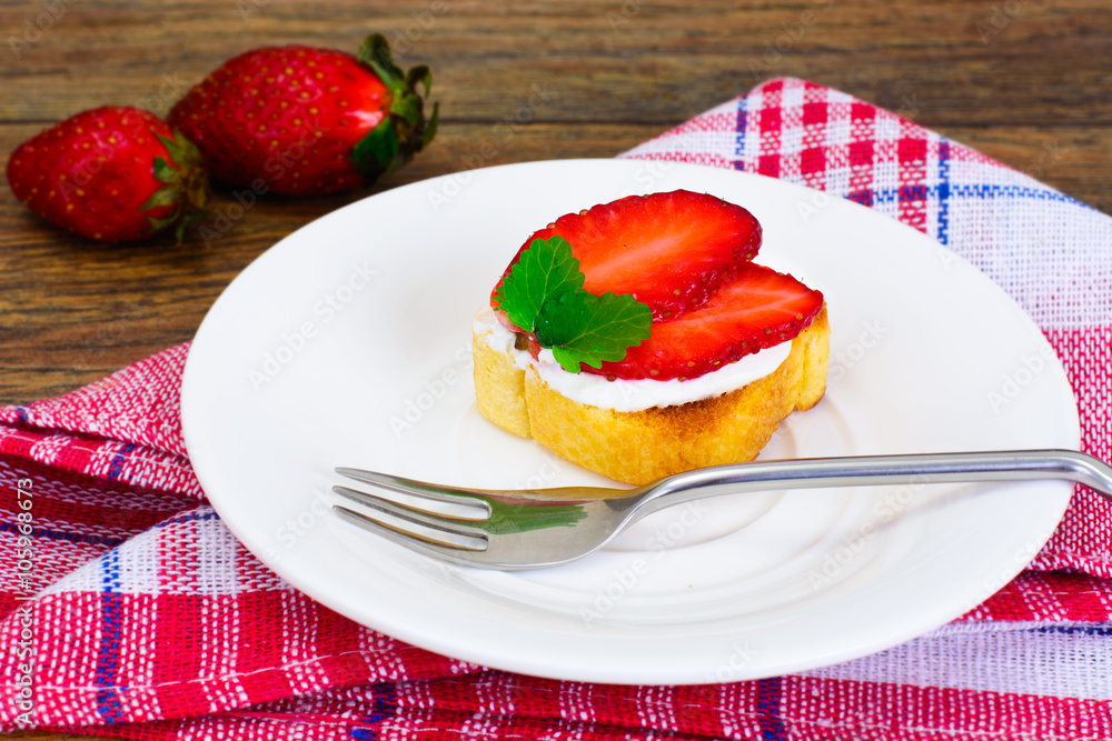 Bruschetta with Goat Cheese and Strawberry, Mint Bruschetta with Goat Cheese and Strawberry, Mint