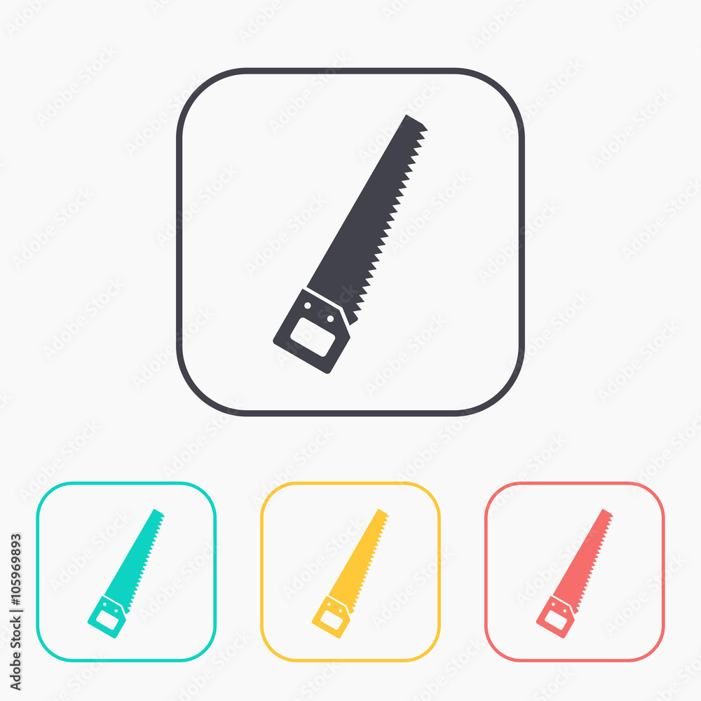 color icon set of hand saw color icon set of hand saw