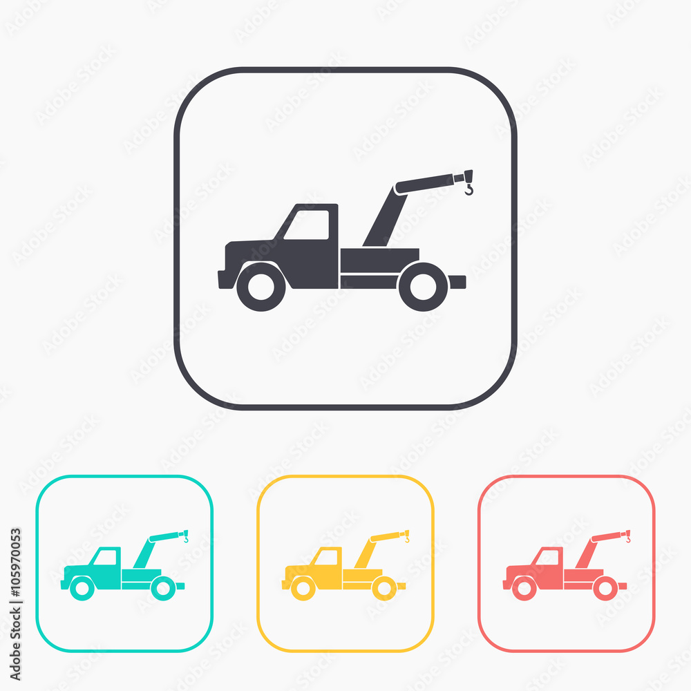 color icon set of tow car