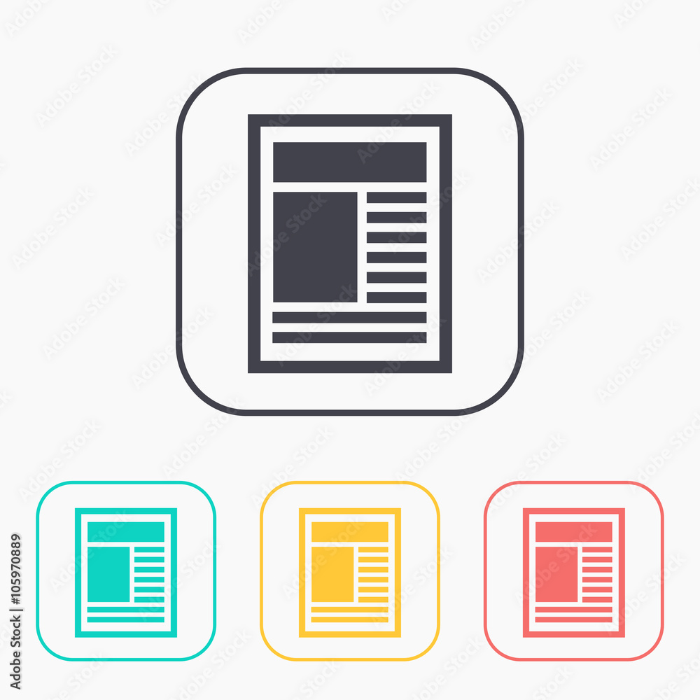 color icon set of newspaper color icon set of newspaper