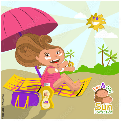 niña con su protector solar