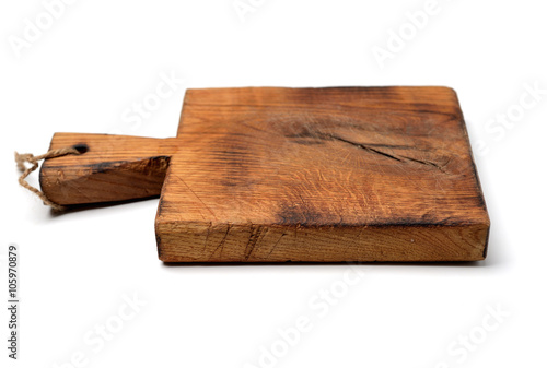 old cutting board on a white background 