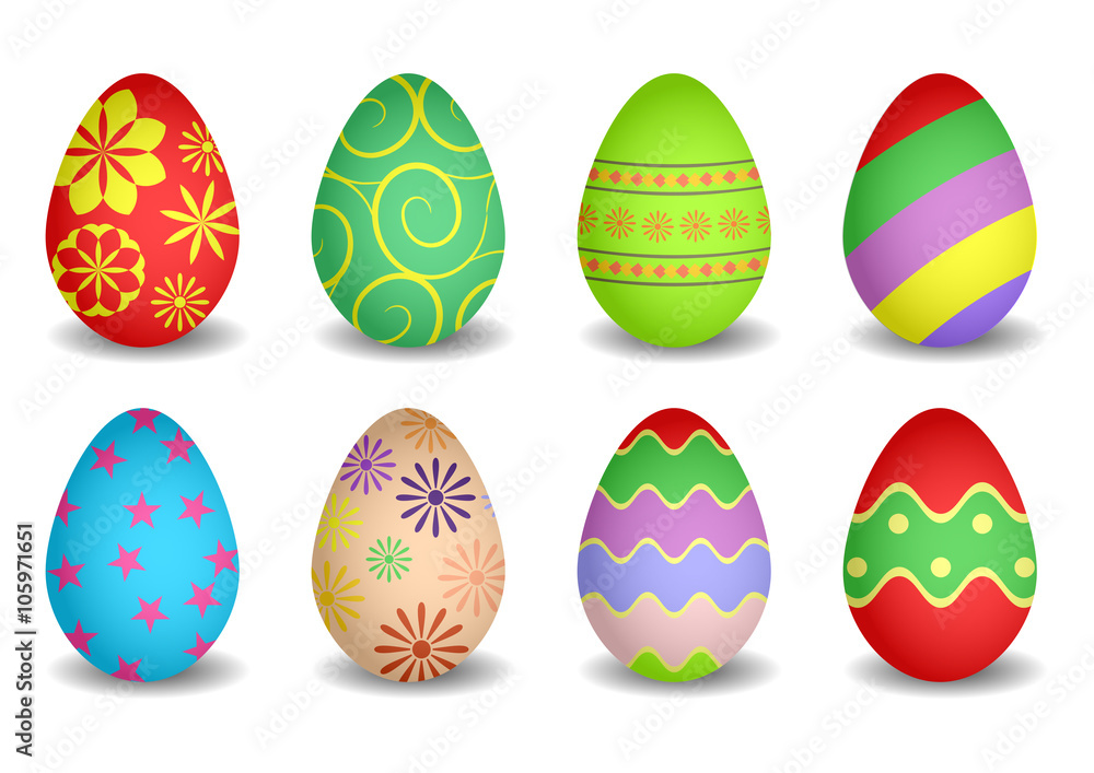 Set of color Easter egg. Happy Easter egg set. 