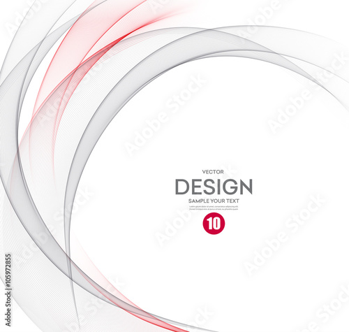 Abstract vector background, gray and red wavy 