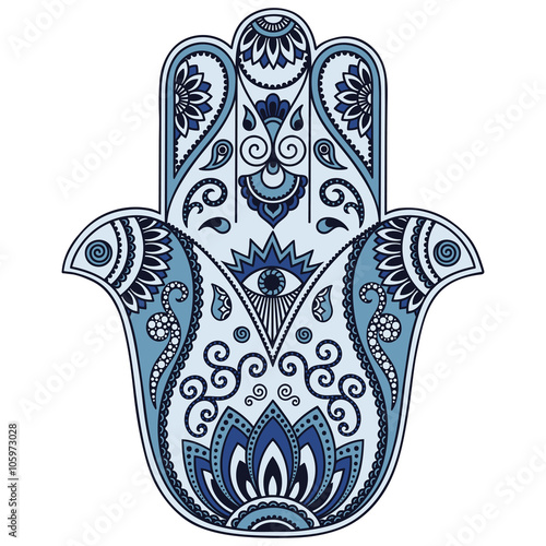 Color vector hamsa hand drawn symbol.
